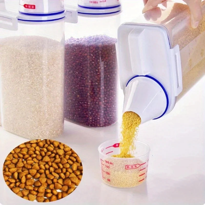 Pet Food Storage Container with Measuring Cup - Airtight Seal