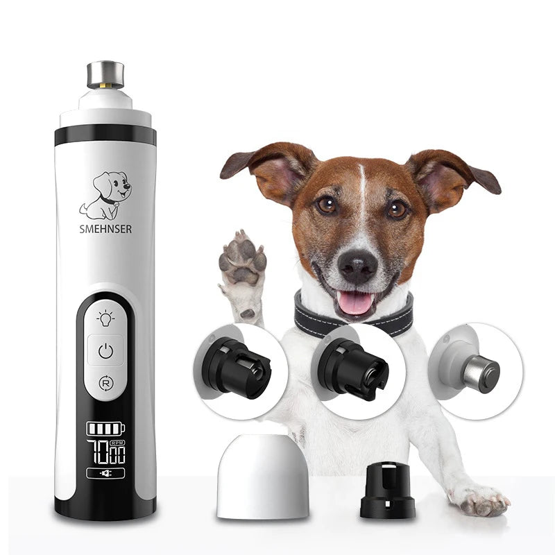 Electric Pet Nail Grinder with LED Light - USB Rechargeable