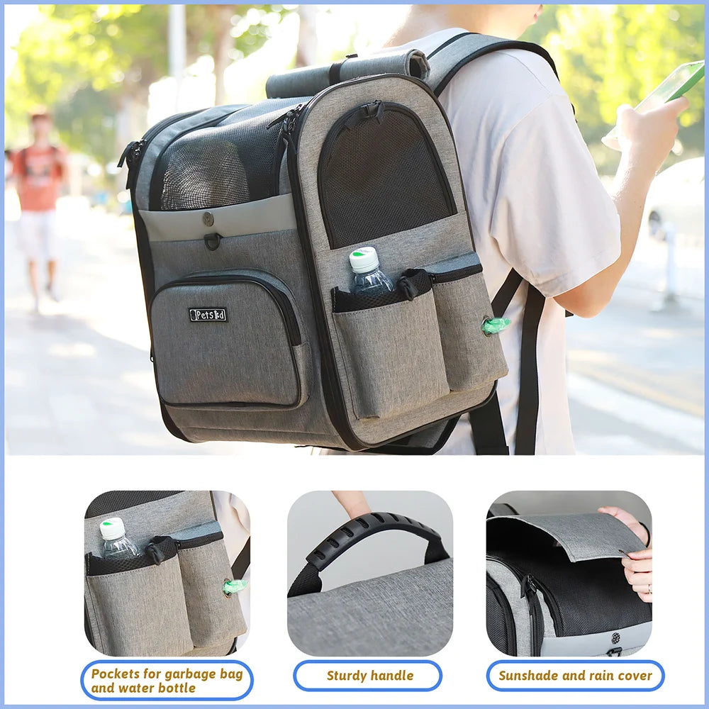 Sturdy Frame Pet Carrier Backpack - Double Shoulder Dog & Cat Travel Bag