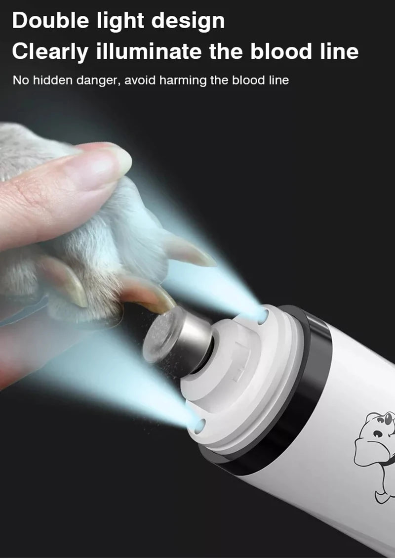 Electric Pet Nail Grinder with LED Light - USB Rechargeable