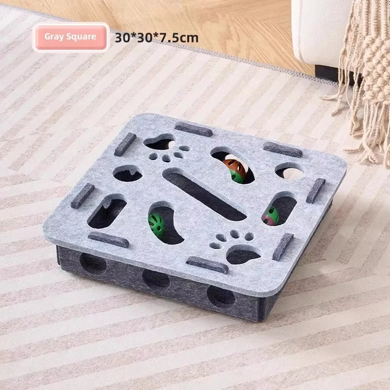 Cat Puzzle Box Felt Toy - Interactive Treat Hiding Game