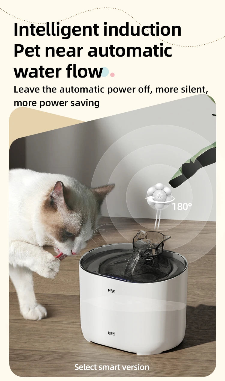 Pet Automatic Cat Water Fountain 2L - Stainless Steel Ultra Silent