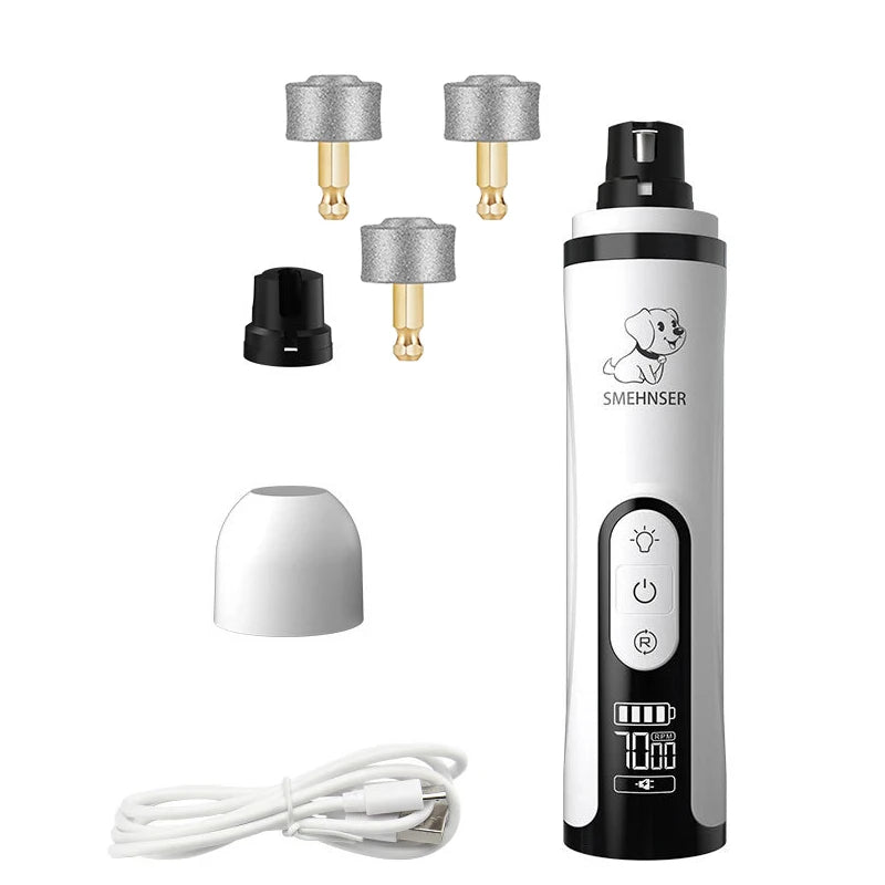 Electric Pet Nail Grinder with LED Light - USB Rechargeable