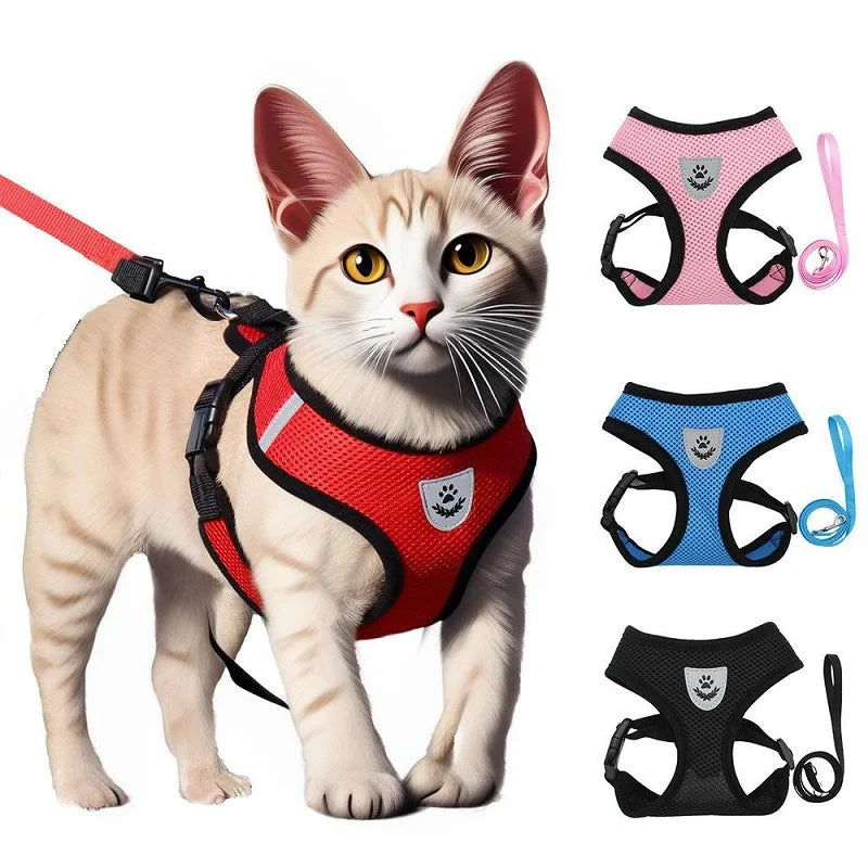 Adjustable Cat & Dog Harness with Leash - Escape Proof Vest