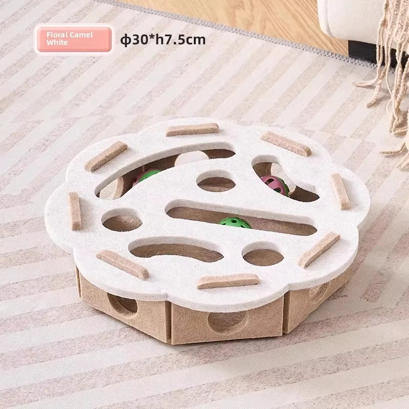 Cat Puzzle Box Felt Toy - Interactive Treat Hiding Game