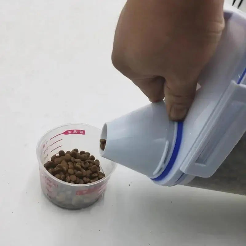 Pet Food Storage Container with Measuring Cup - Airtight Seal