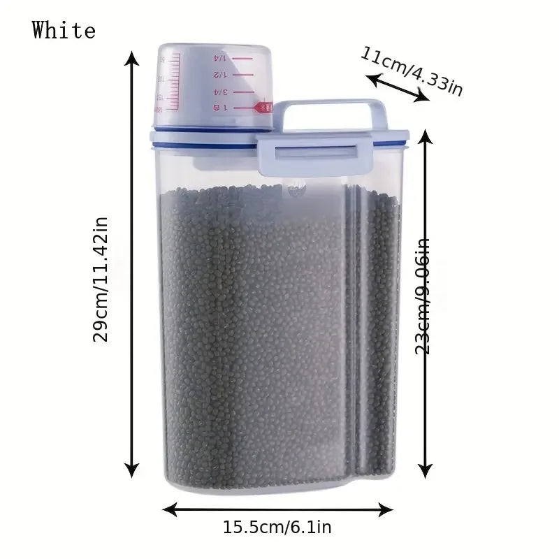 Pet Food Storage Container with Measuring Cup - Airtight Seal