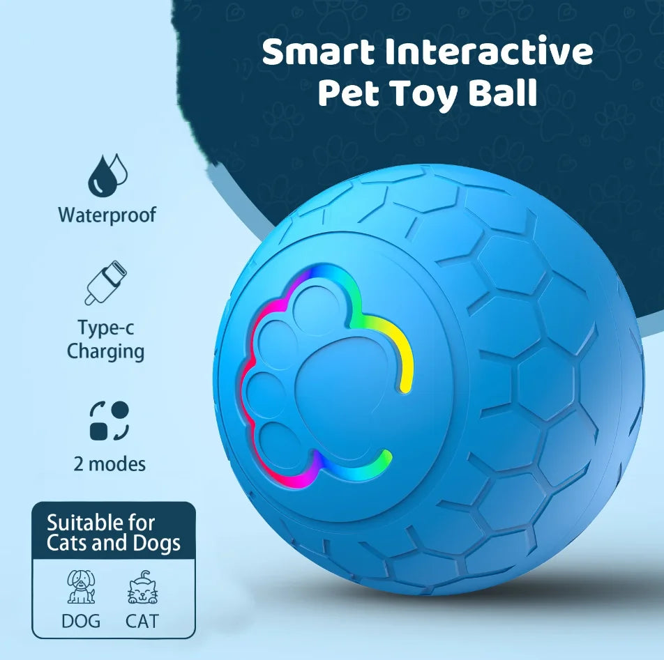 Smart Pet Ball LED Automatic Bounce - Interactive Cat & Dog Toy