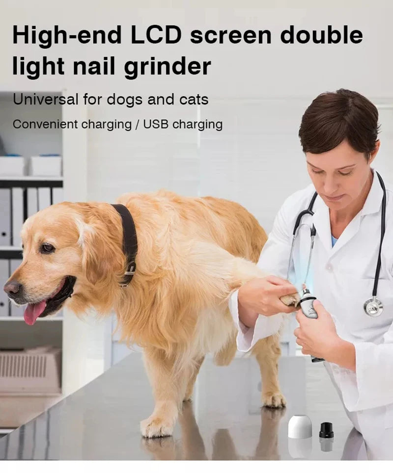 Electric Pet Nail Grinder with LED Light - USB Rechargeable