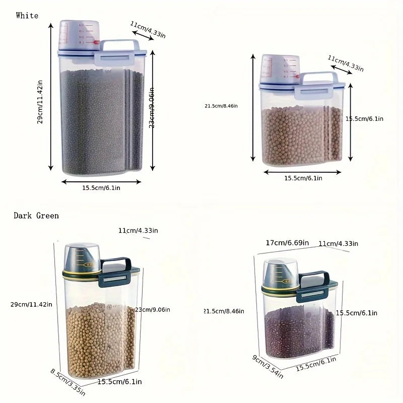 Pet Food Storage Container with Measuring Cup - Airtight Seal