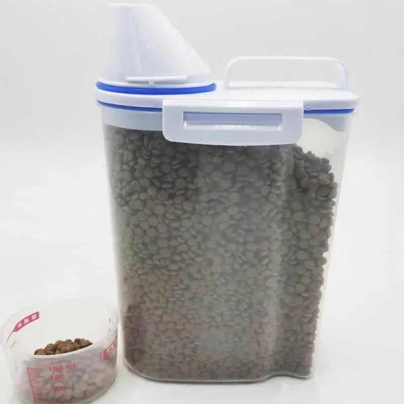 Pet Food Storage Container with Measuring Cup - Airtight Seal