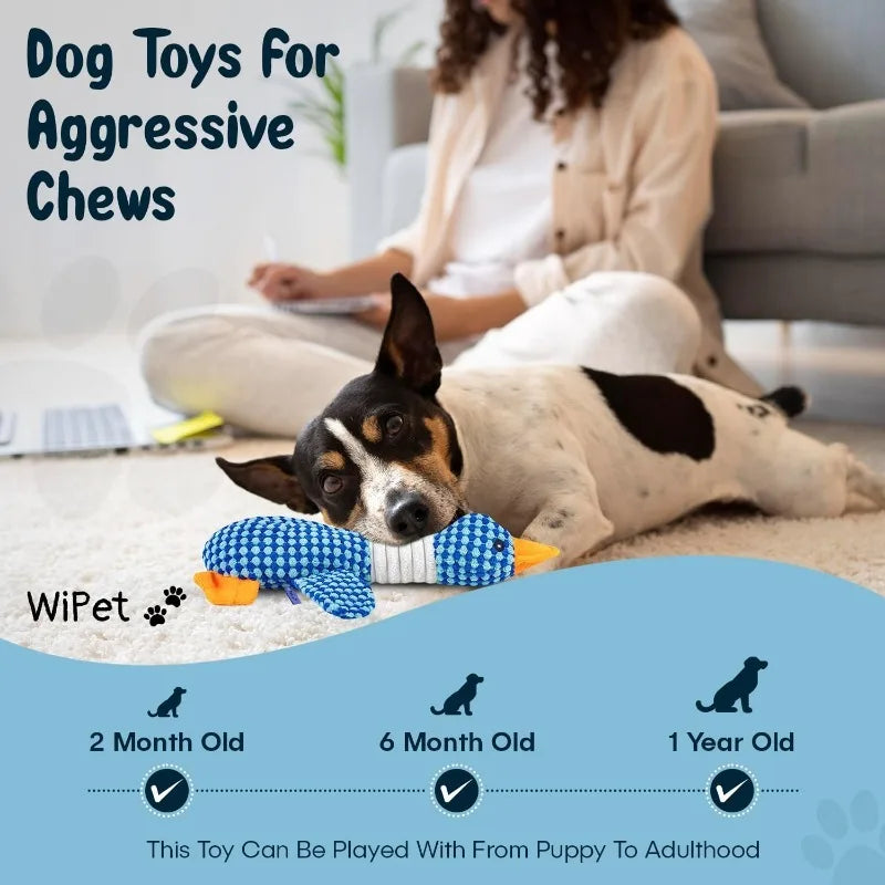 Cat Dog Toys for Aggressive Chewers - Squeaky Duck Plush