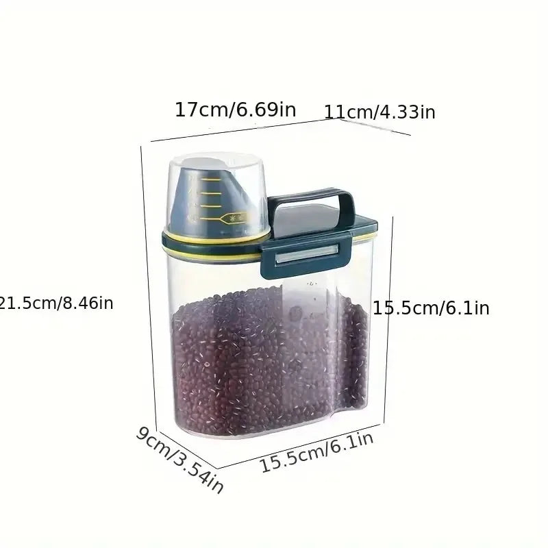 Pet Food Storage Container with Measuring Cup - Airtight Seal