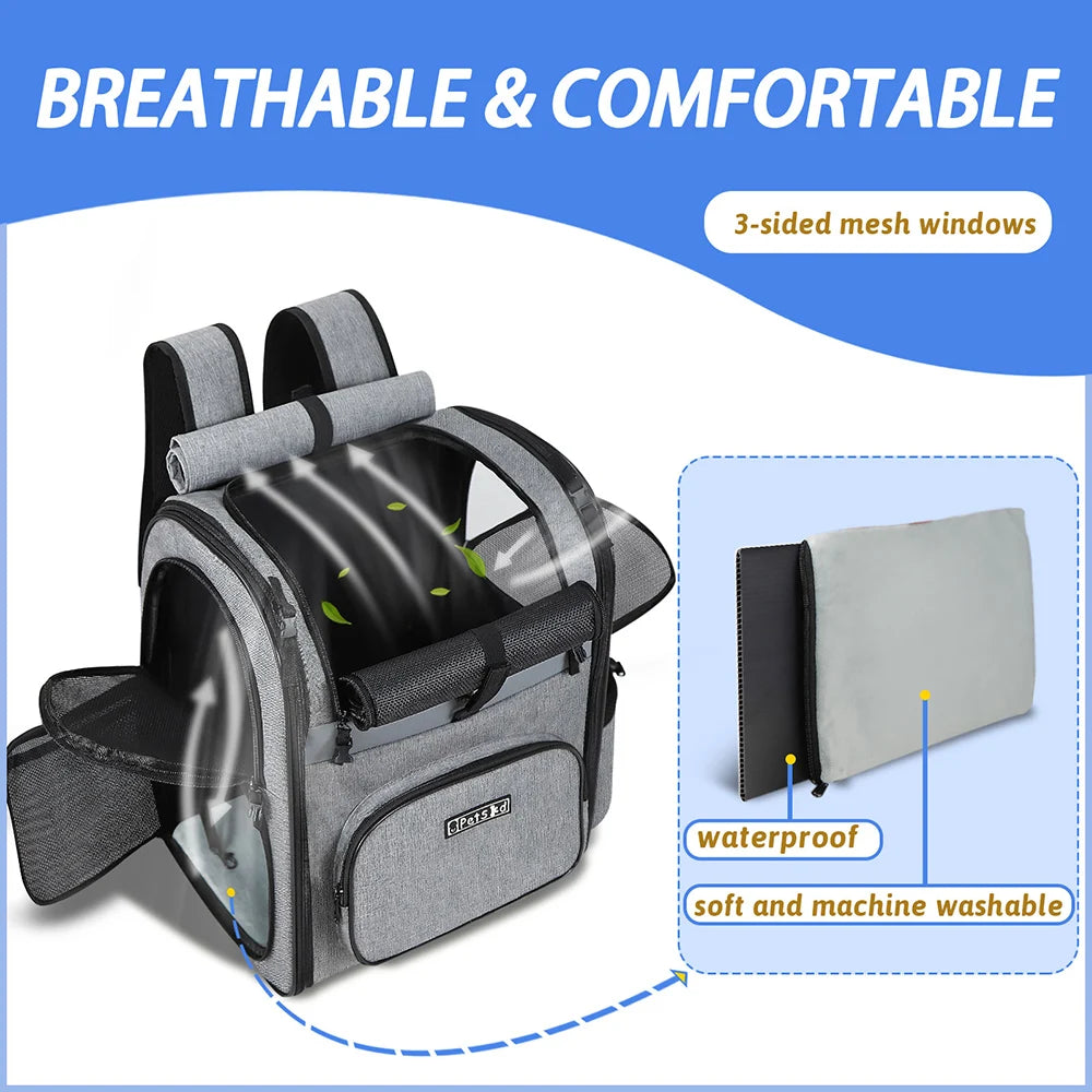 Sturdy Frame Pet Carrier Backpack - Double Shoulder Dog & Cat Travel Bag