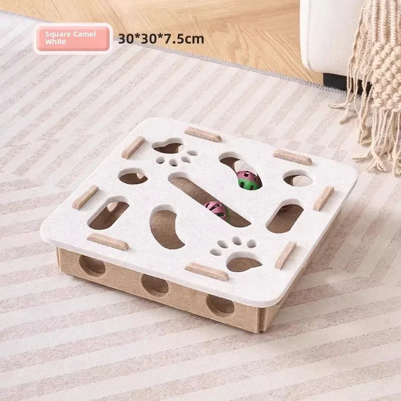 Cat Puzzle Box Felt Toy - Interactive Treat Hiding Game