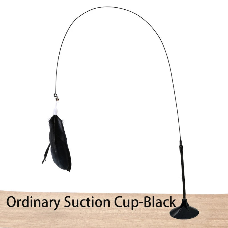 Interactive Cat Toy Suction Cup Feather Wand - Hands-Free Play