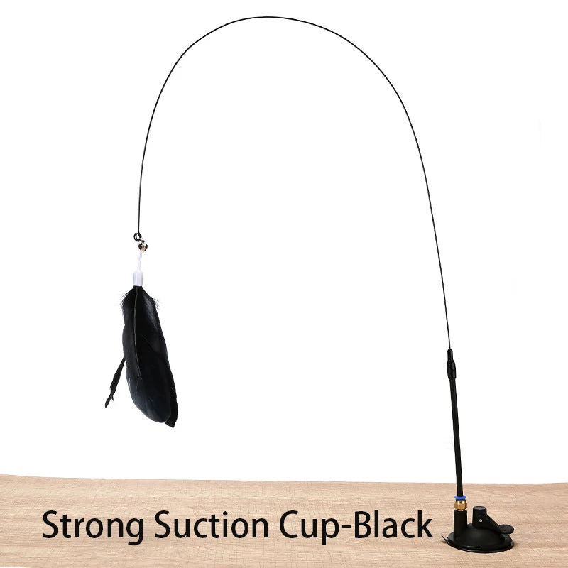 Interactive Cat Toy Suction Cup Feather Wand - Hands-Free Play