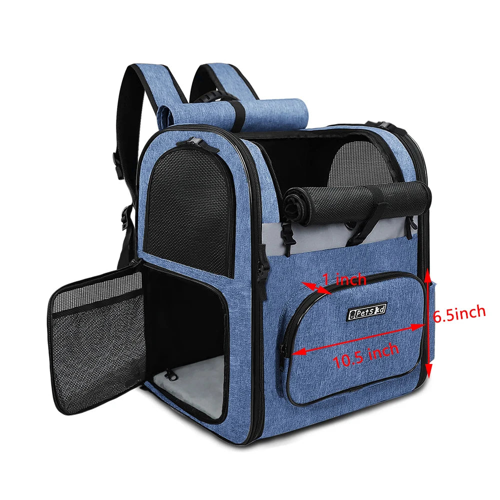 Sturdy Frame Pet Carrier Backpack - Double Shoulder Dog & Cat Travel Bag