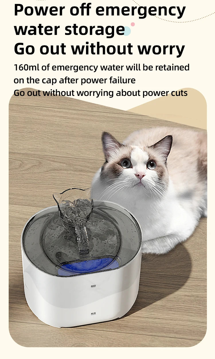 Pet Automatic Cat Water Fountain 2L - Stainless Steel Ultra Silent