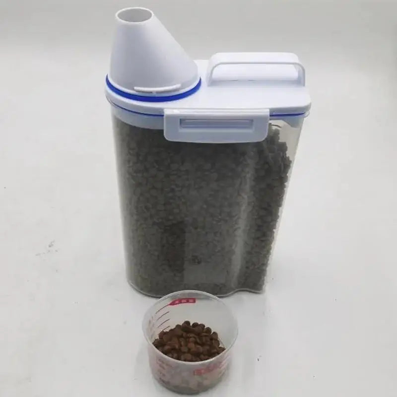 Pet Food Storage Container with Measuring Cup - Airtight Seal