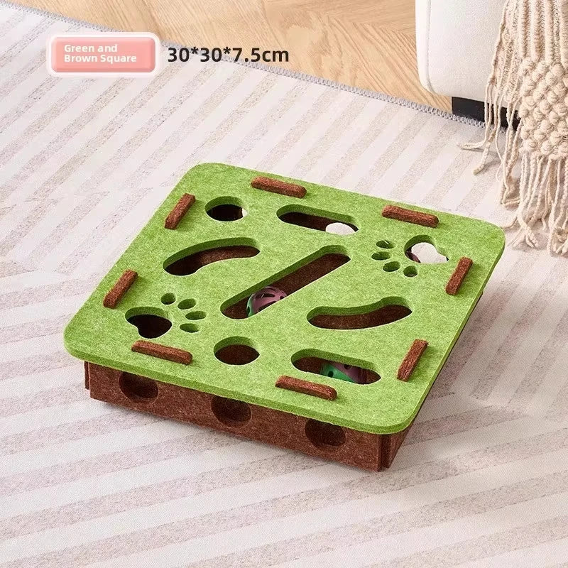 Cat Puzzle Box Felt Toy - Interactive Treat Hiding Game