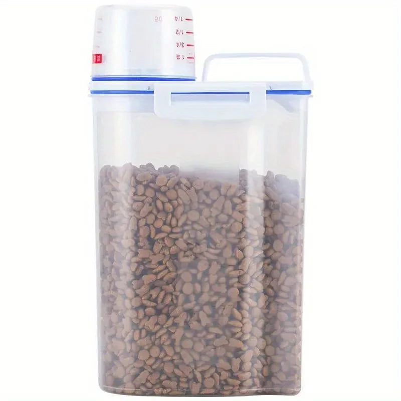 Pet Food Storage Container with Measuring Cup - Airtight Seal