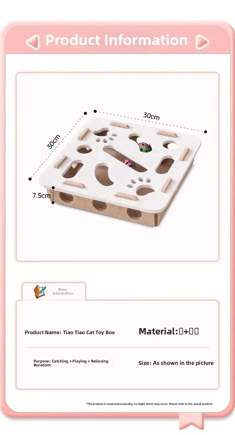 Cat Puzzle Box Felt Toy - Interactive Treat Hiding Game
