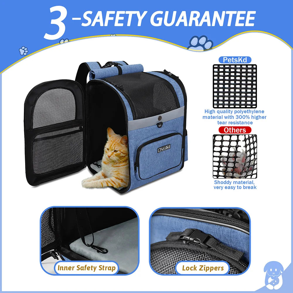 Sturdy Frame Pet Carrier Backpack - Double Shoulder Dog & Cat Travel Bag