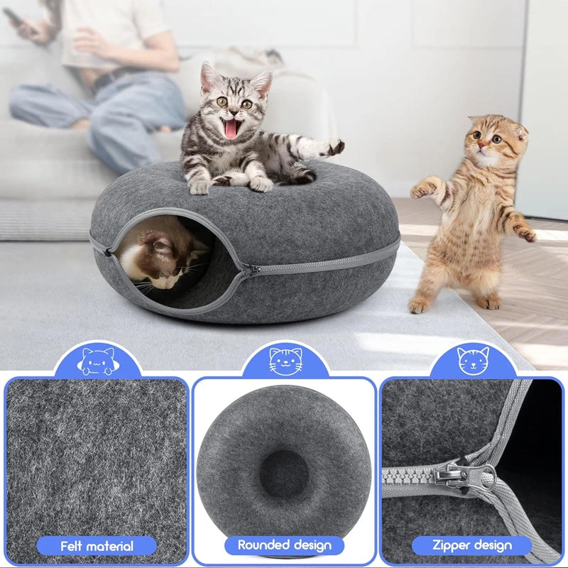 Donut Pet Cat Tunnel Interactive Bed Toy