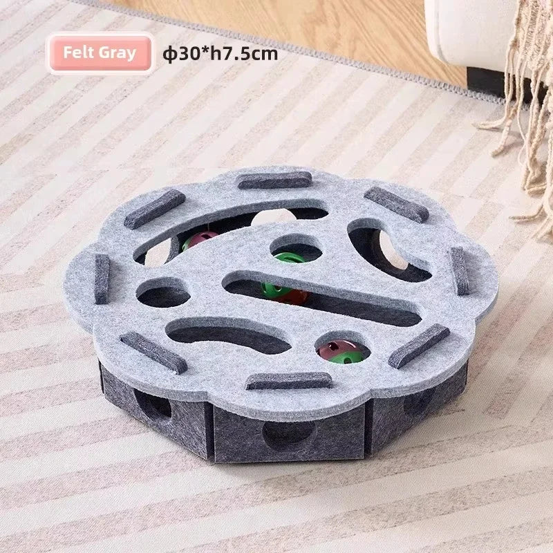 Cat Puzzle Box Felt Toy - Interactive Treat Hiding Game