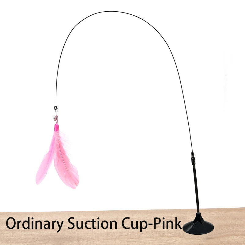 Interactive Cat Toy Suction Cup Feather Wand - Hands-Free Play