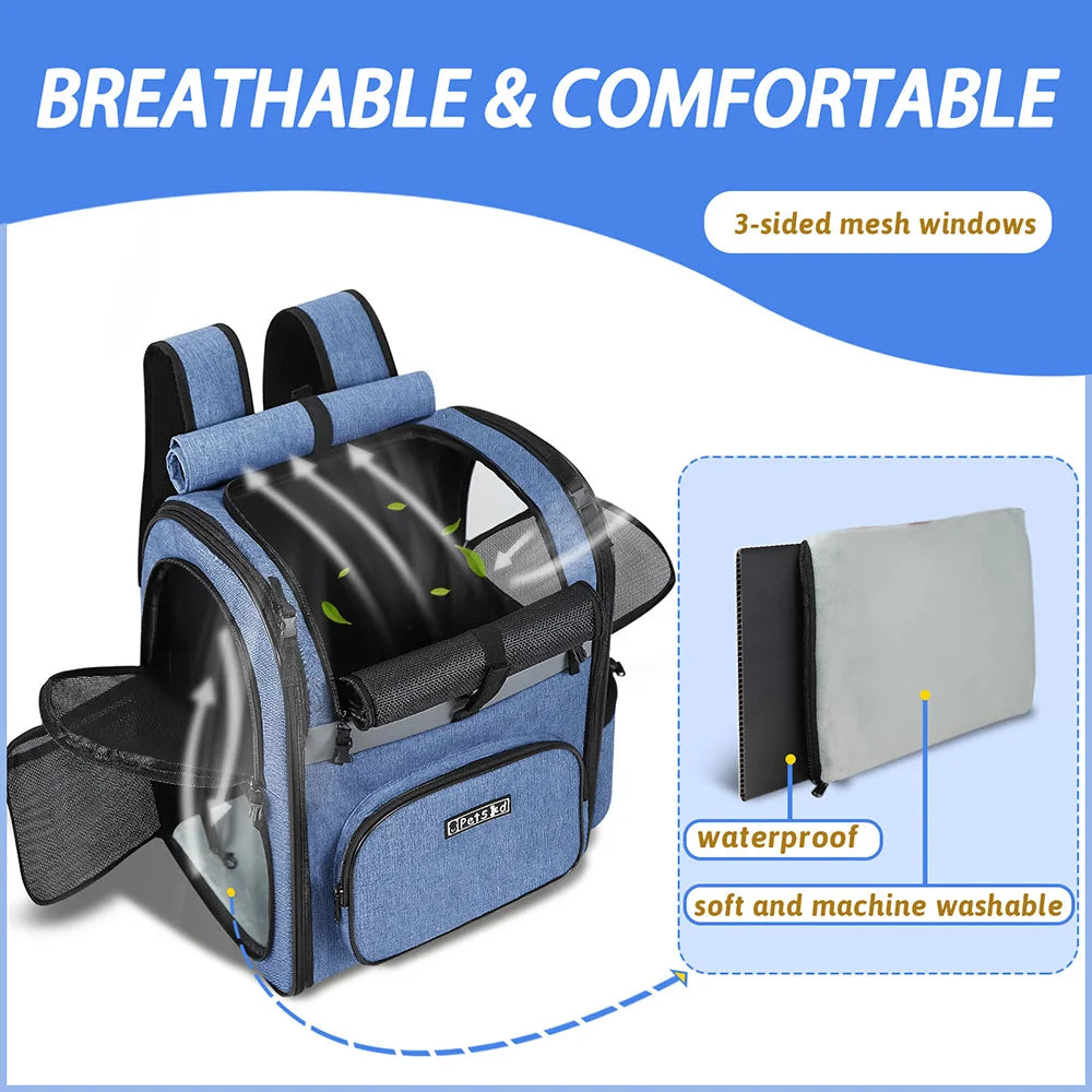 Sturdy Frame Pet Carrier Backpack - Double Shoulder Dog & Cat Travel Bag
