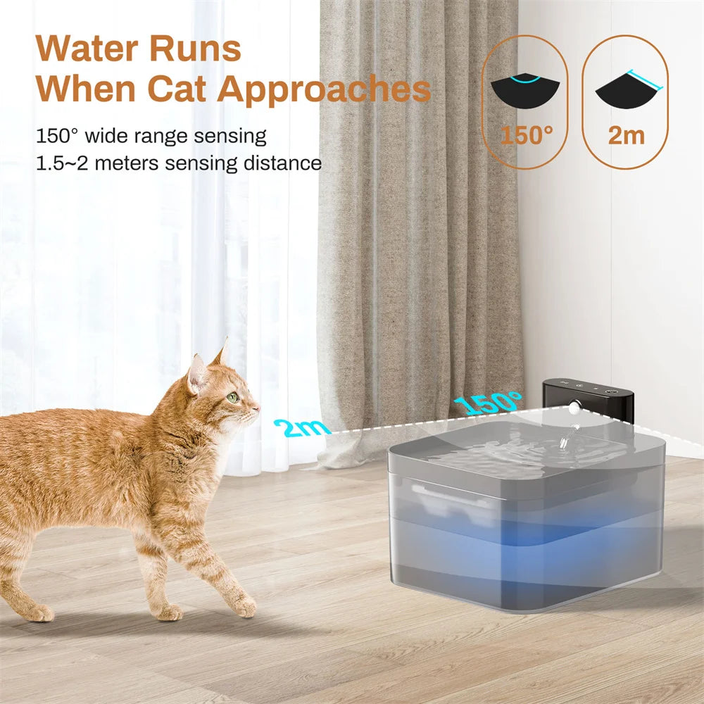 Automatic Cat Water Fountain 2.2L - Wireless Pet Water Dispenser