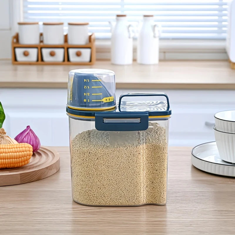 Pet Food Storage Container with Measuring Cup - Airtight Seal