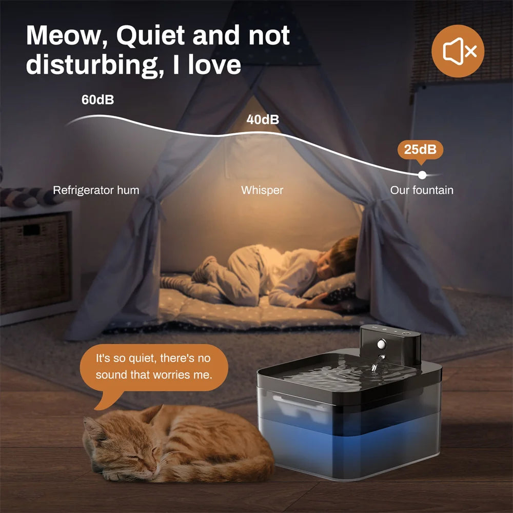 Automatic Cat Water Fountain 2.2L - Wireless Pet Water Dispenser