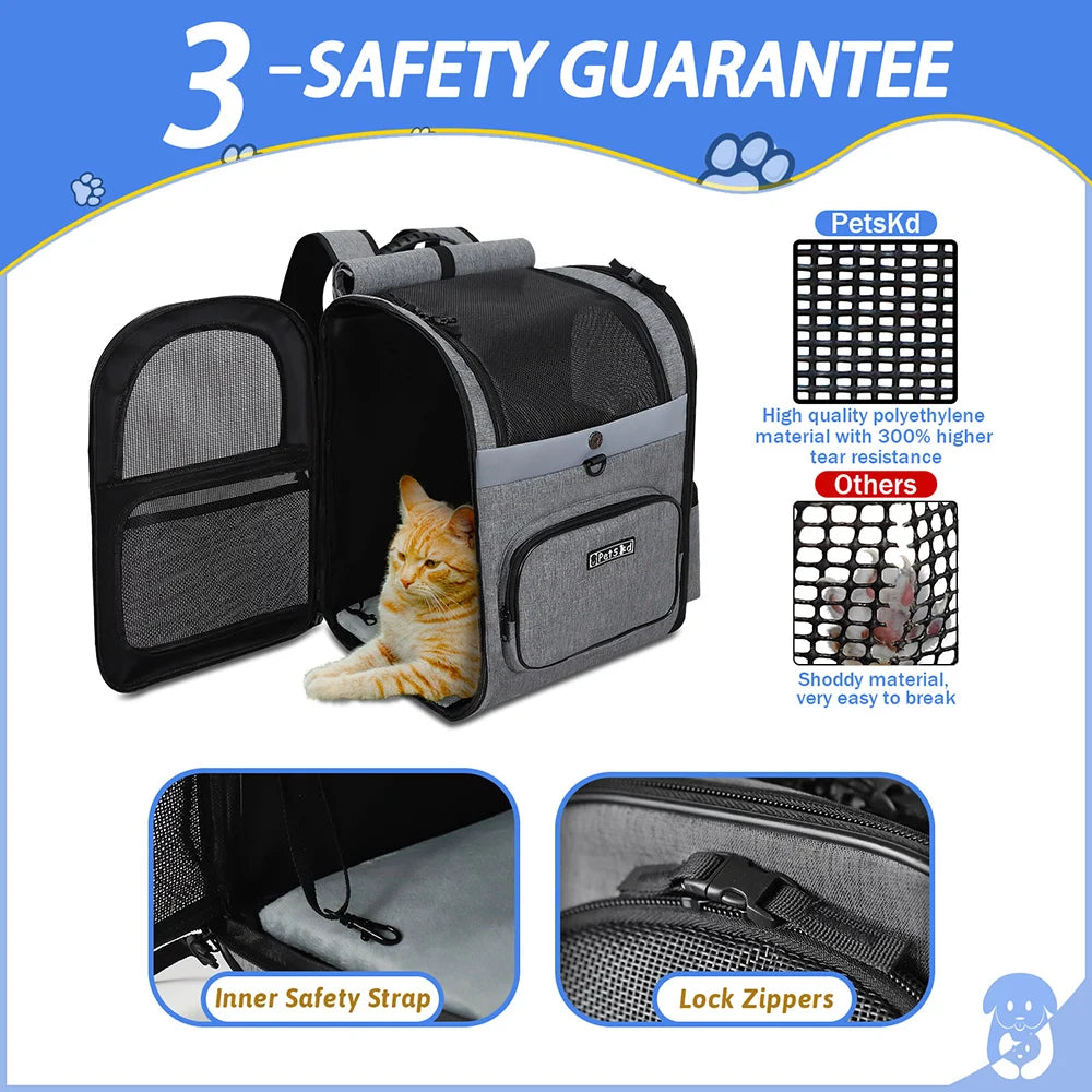 Sturdy Frame Pet Carrier Backpack - Double Shoulder Dog & Cat Travel Bag