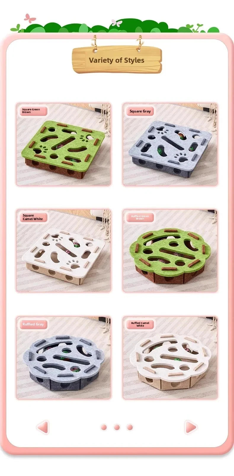 Cat Puzzle Box Felt Toy - Interactive Treat Hiding Game