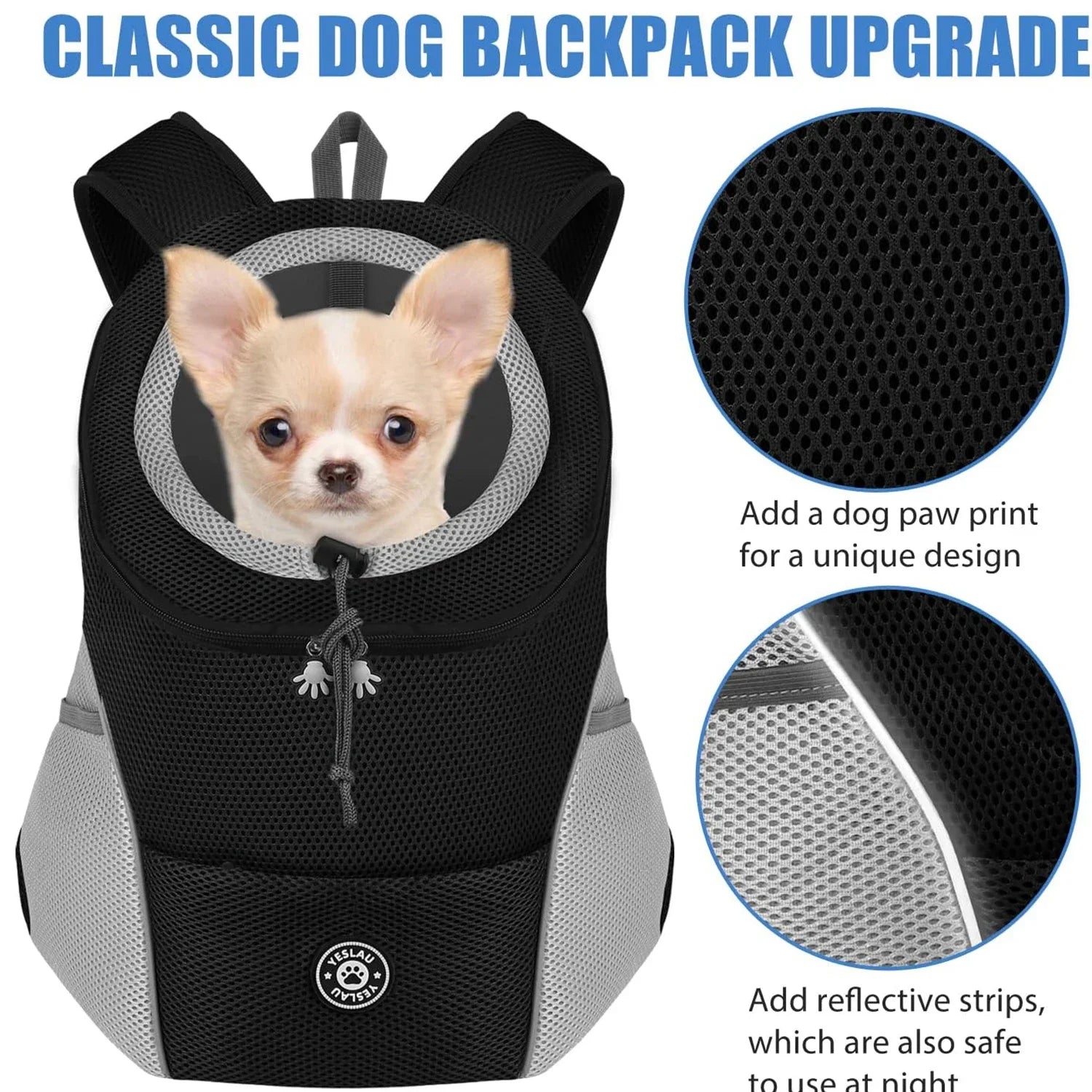 Dog Shoulder Carrier Front Backpack - Comfortable & Breathable