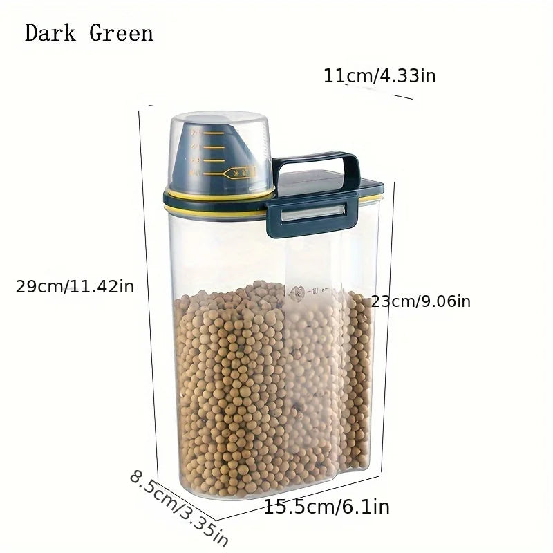 Pet Food Storage Container with Measuring Cup - Airtight Seal