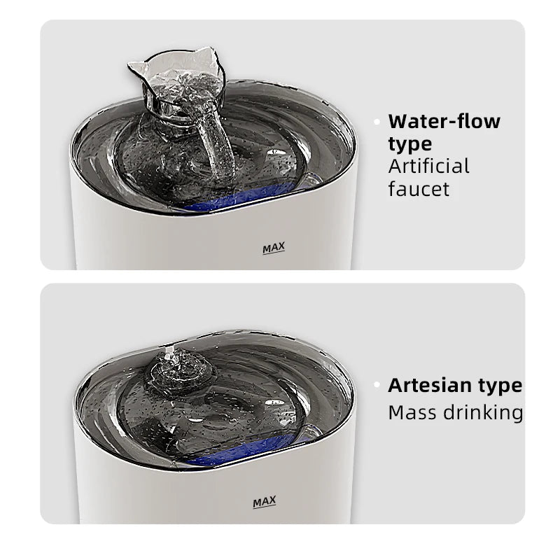 Pet Automatic Cat Water Fountain 2L - Stainless Steel Ultra Silent