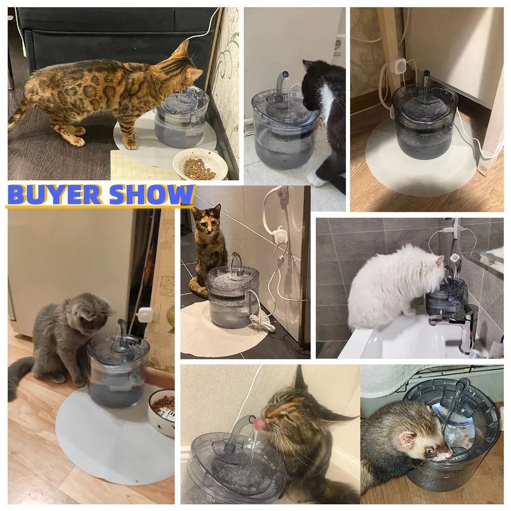 Pet Automatic Cat Water Fountain 2L - Stainless Steel Ultra Silent