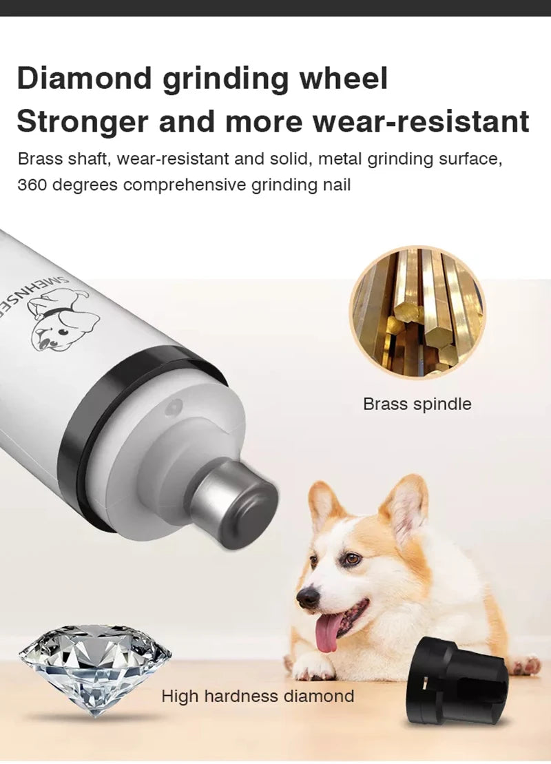 Electric Pet Nail Grinder with LED Light - USB Rechargeable