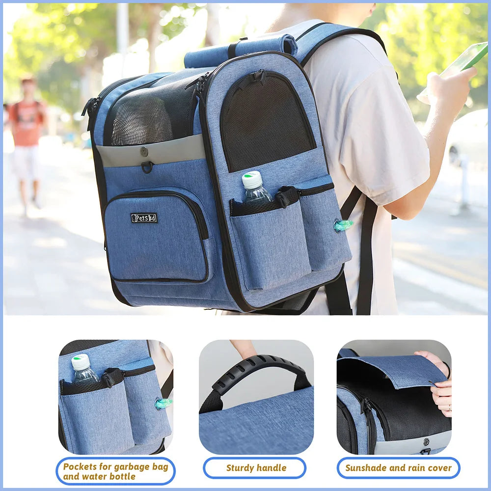 Sturdy Frame Pet Carrier Backpack - Double Shoulder Dog & Cat Travel Bag