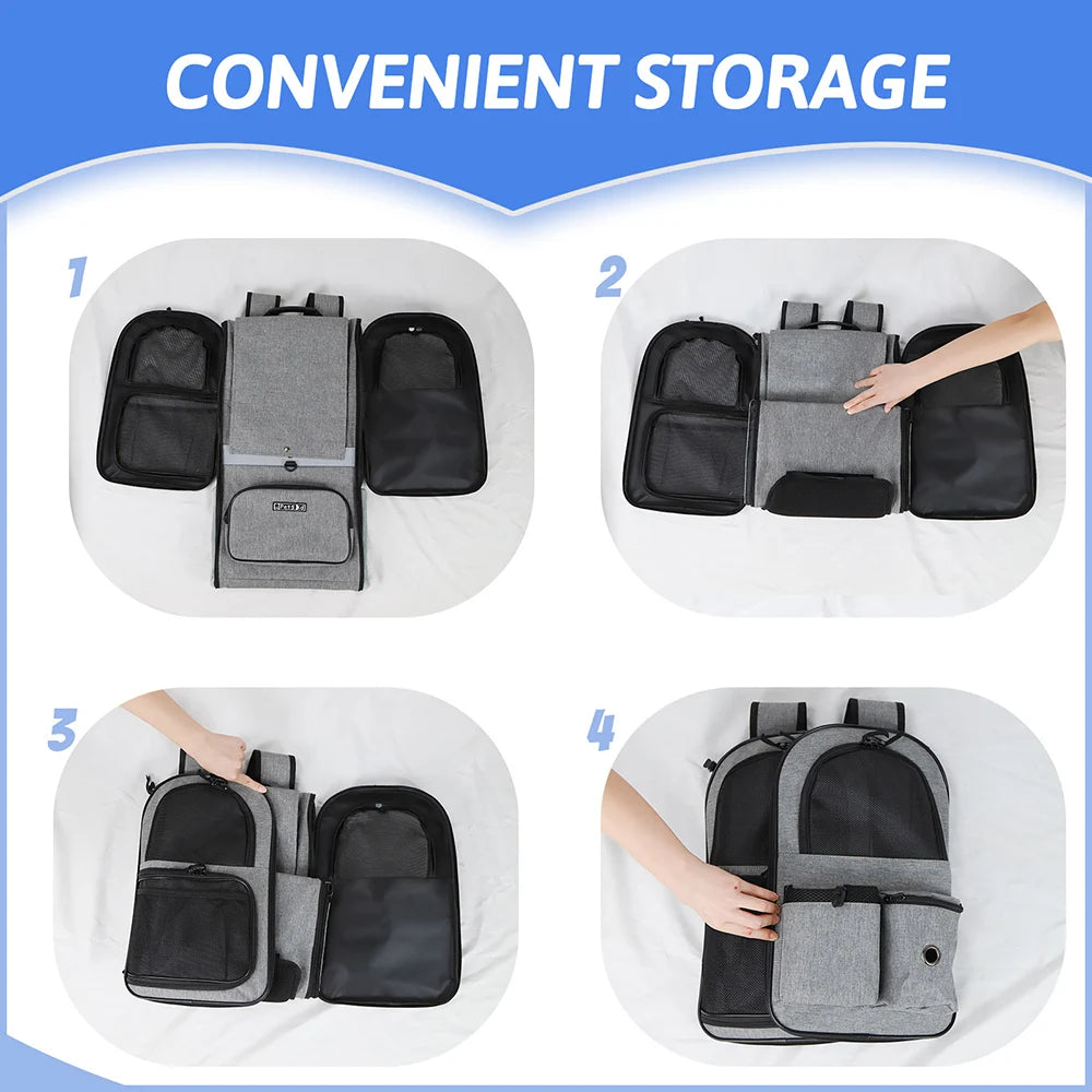 Sturdy Frame Pet Carrier Backpack - Double Shoulder Dog & Cat Travel Bag