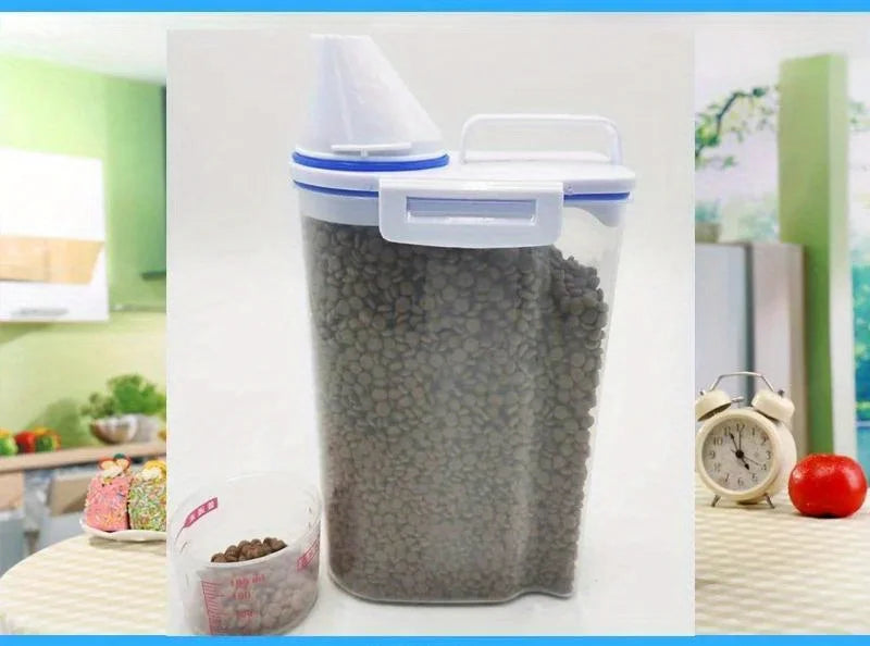 Pet Food Storage Container with Measuring Cup - Airtight Seal