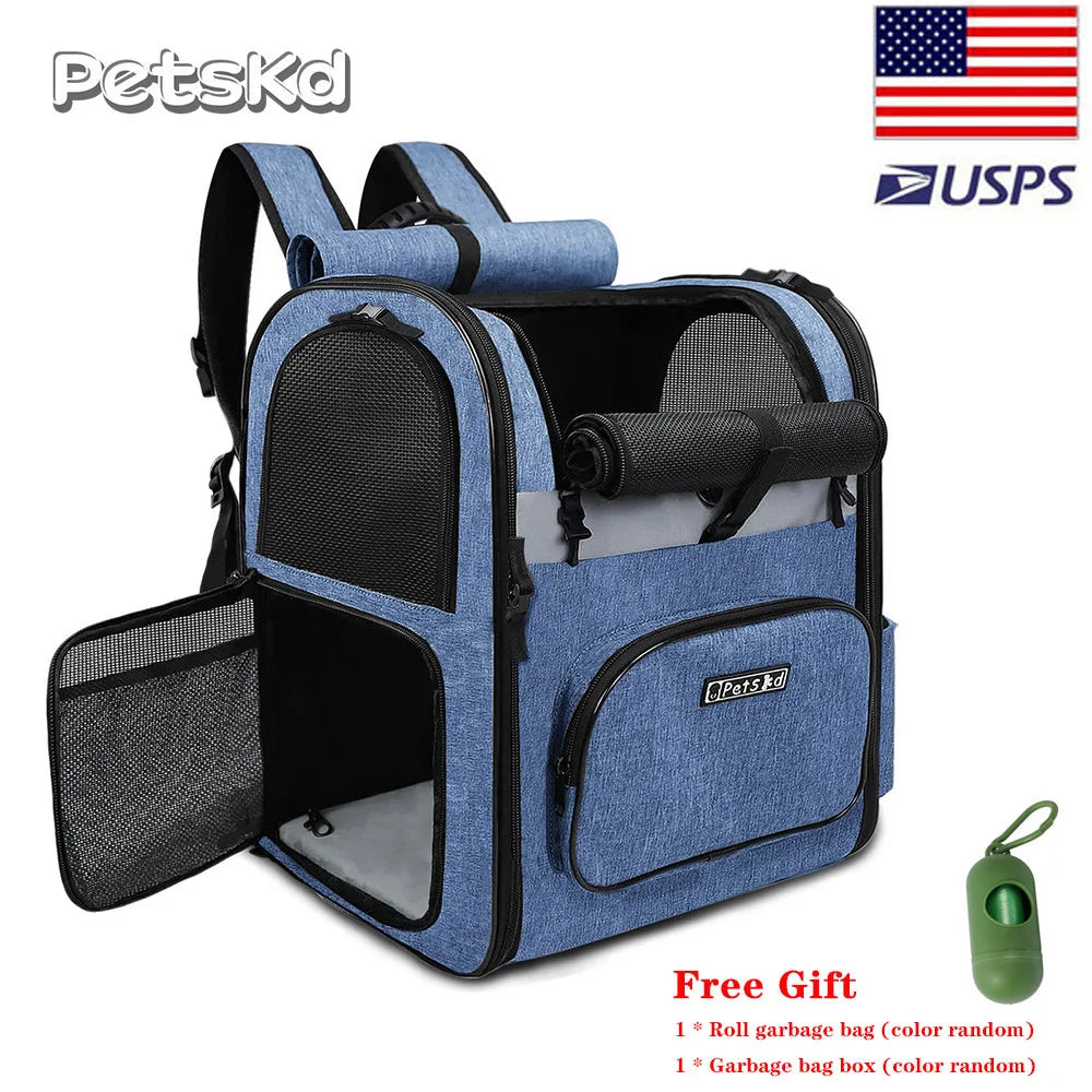 Sturdy Frame Pet Carrier Backpack - Double Shoulder Dog & Cat Travel Bag