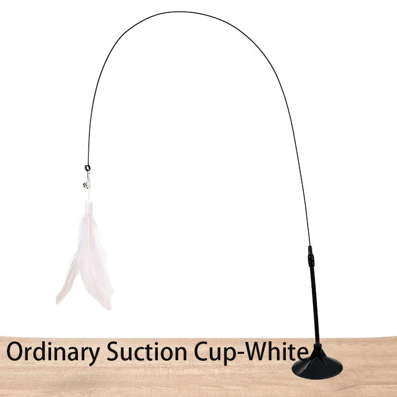 Interactive Cat Toy Suction Cup Feather Wand - Hands-Free Play