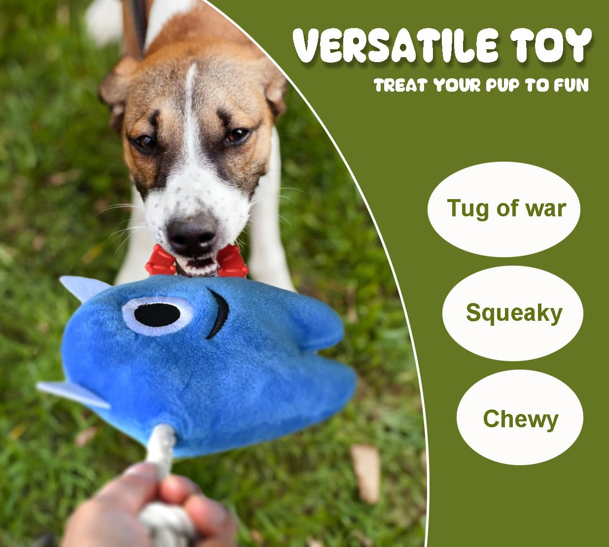 Monster Plush Rope Dog Toy - Squeaky Tug of War for All Breed Sizes