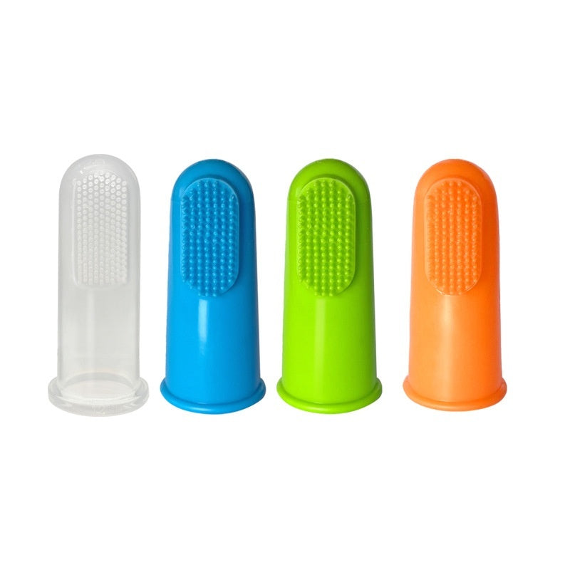 Soft Silicone Finger Toothbrush Set (4-Pack) - Gentle Dental Care for Cats & Dogs