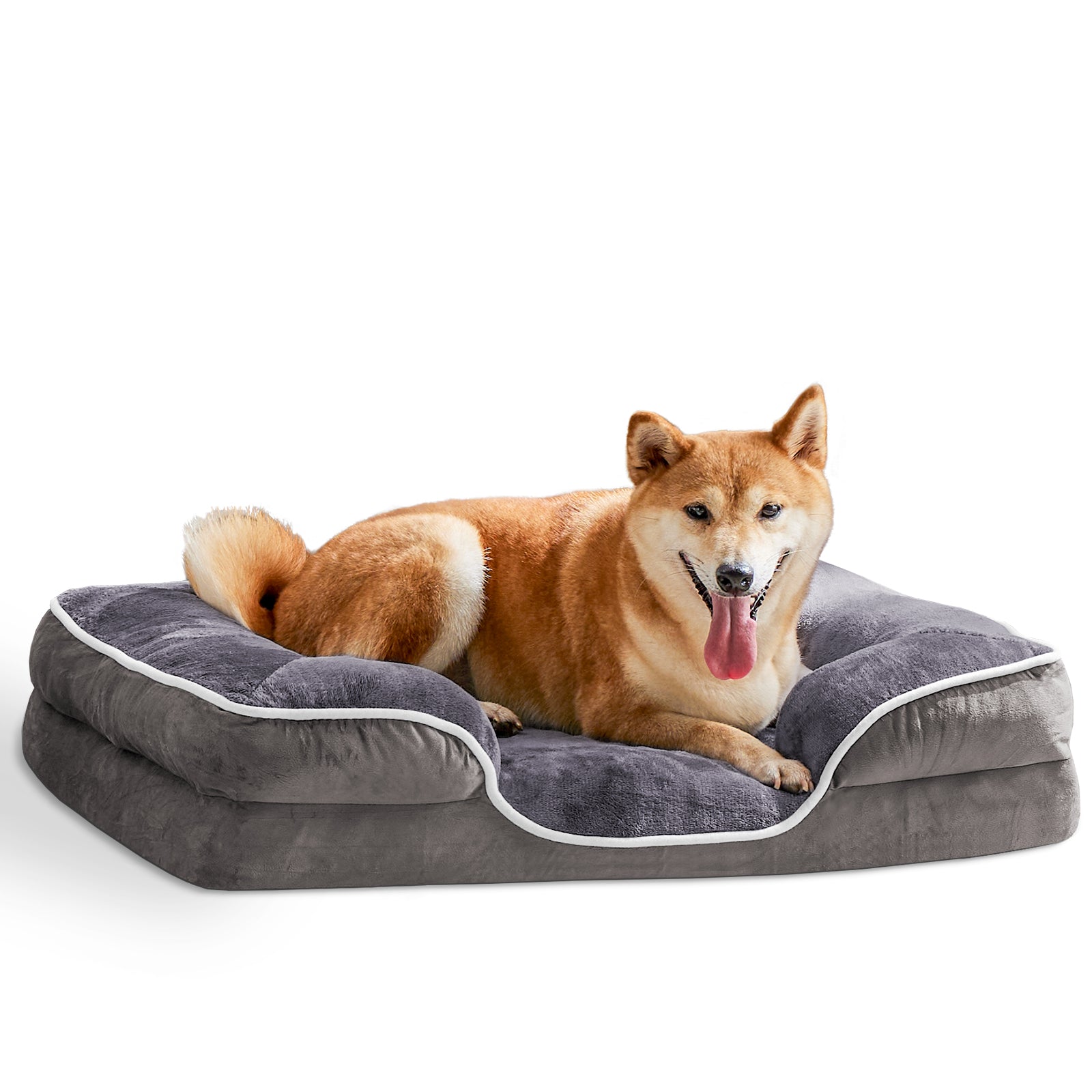Memory Foam Pet Bed - Washable Removable Cover with Waterproof Liner & Non-Slip Base